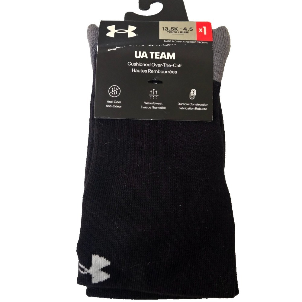 Under Armour Cushioned Over-The-Calf Sock Youth 13.5 - 4.5 NWT 1 Pr.